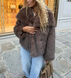 Veste en fausse fourrure chocolat