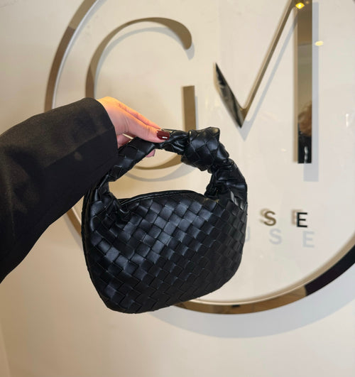 Sac tissé en cuir noir