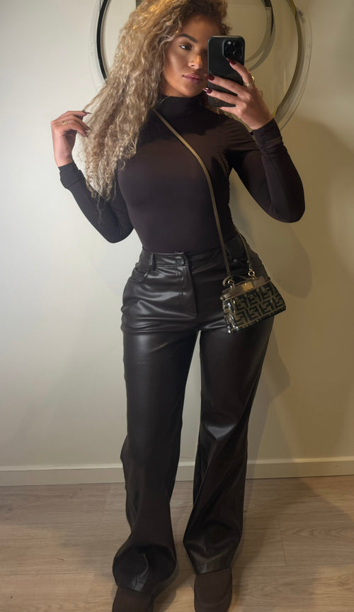 Pantalon en simili choco