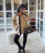 Parka oversize à détails en simili