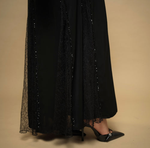 Abaya Ébène Dentelée