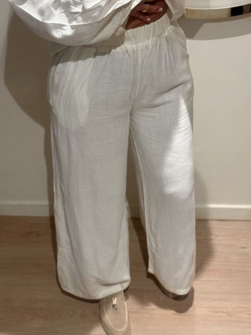 Pantalon en lin fluide blanc