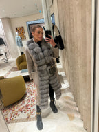 Manteau long à vraie fourrure