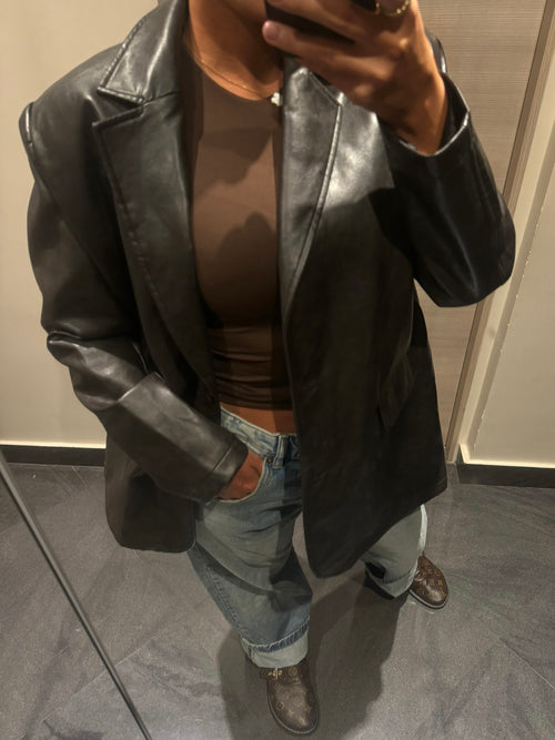 Blazer en simili marron