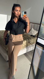 Pantalon fluide camel