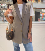 Blazer Cut-Out sans manches taupe