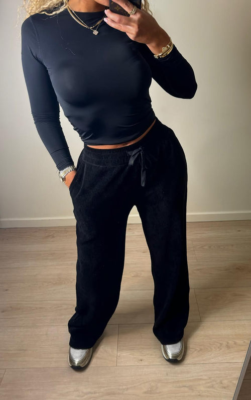 Wide velvet effect jogging pants