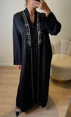 Abaya Perla noire à cristaux