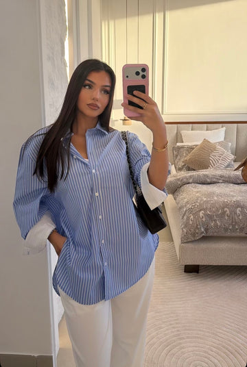 Chemise oversize à rayures bleu