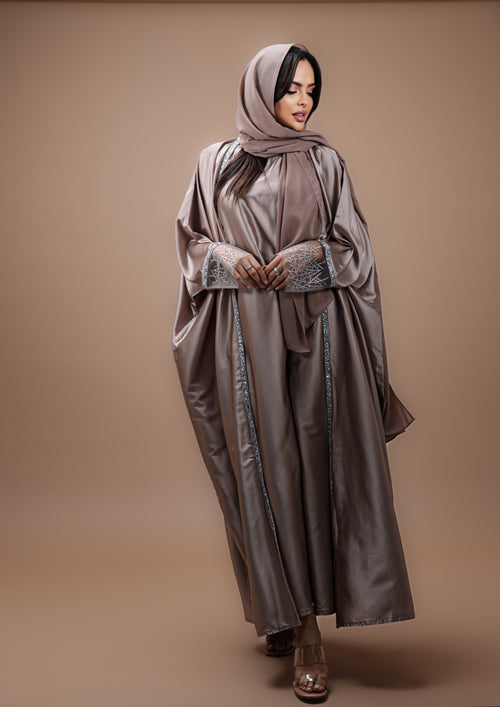 Abaya Desert Doré (3pièces) Premium