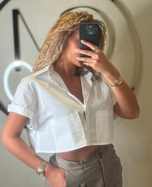 Chemise crop blanche