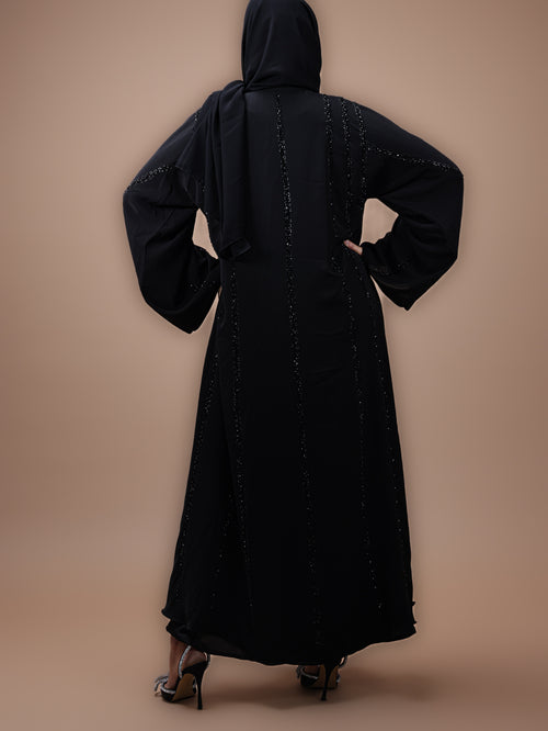 Abaya Oman Noire Ornée Premium