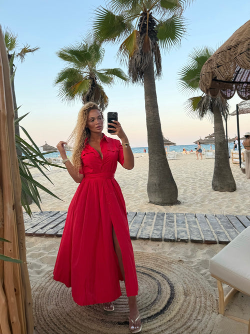 Robe chemise rouge