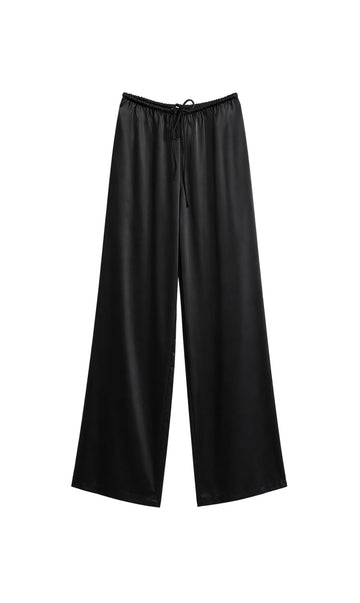 Pantalon satiné noir taille basse