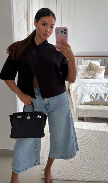 Bermuda « Culotte-jeans » bleu