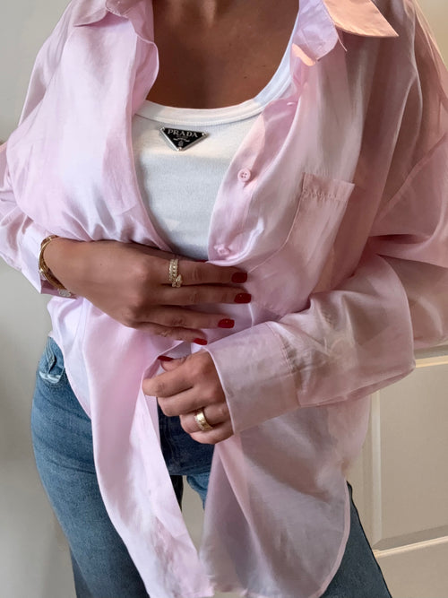 Chemise voile de coton rose bébé