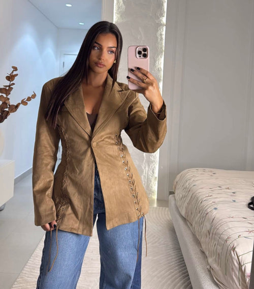 Blazer Camel-Lace en suédine