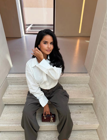 Chemise oversize en lin melangé blanche