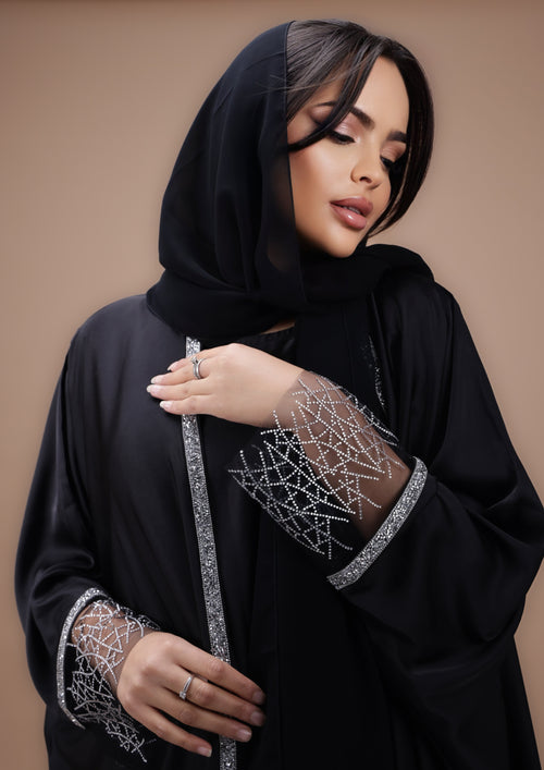 Abaya Sable Noir Premium (3pièces)