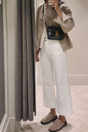 Jean wide-leg cropped à poches plaquées