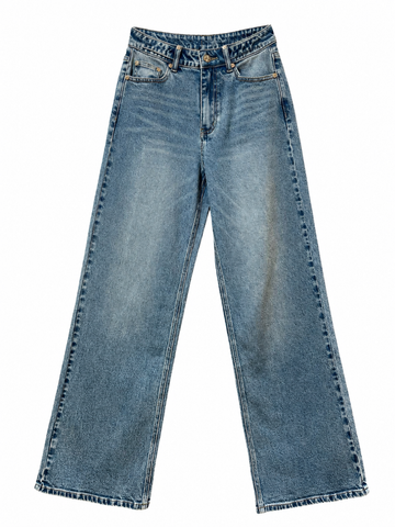 Jean Wide Bleu Finition Dorée