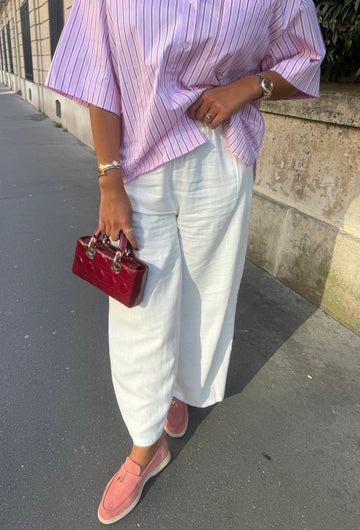 Pantalon en lin fluide blanc