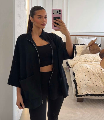 Pull en maille à zip noir (Expédition à partir du 29/03)