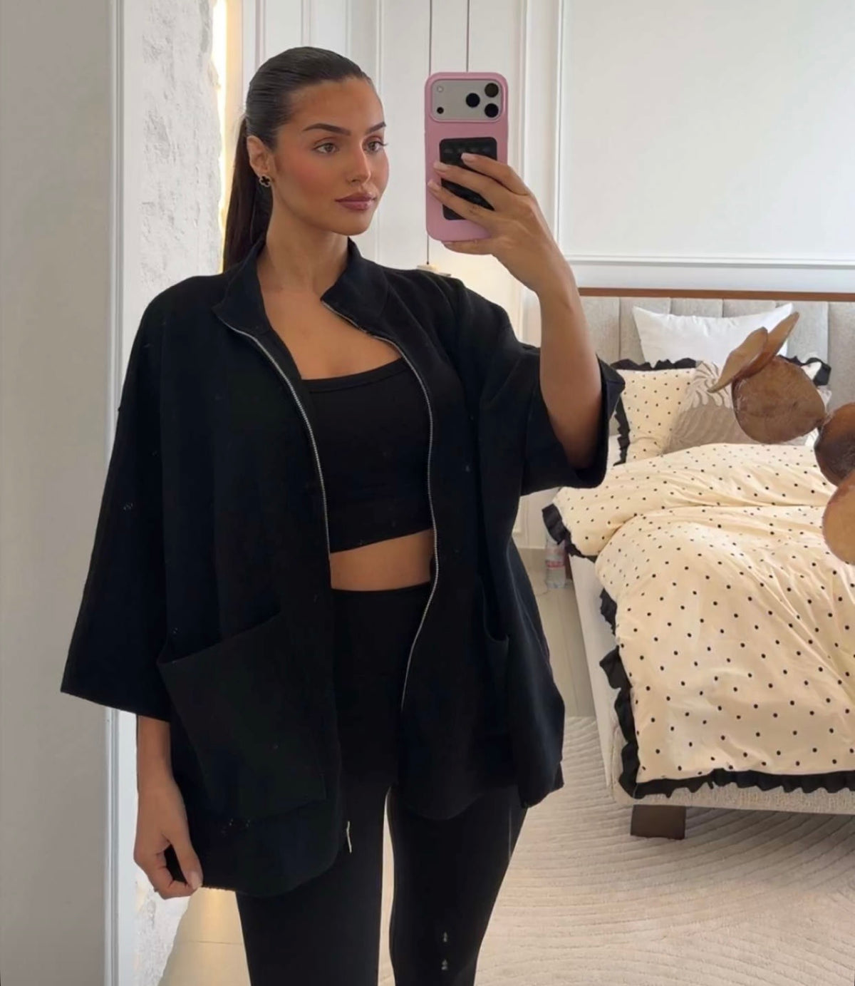 Pull en maille à zip noir
