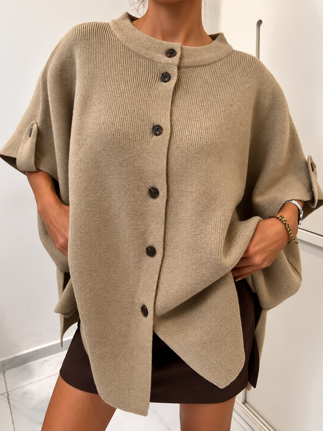 Gilet maille cape beige