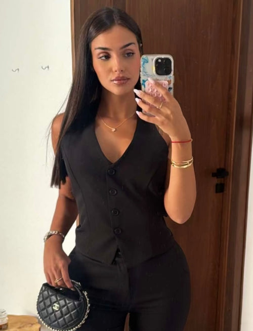 Top tailleur noir