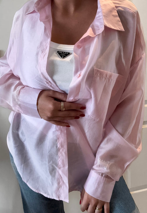 Chemise voile de coton rose bébé
