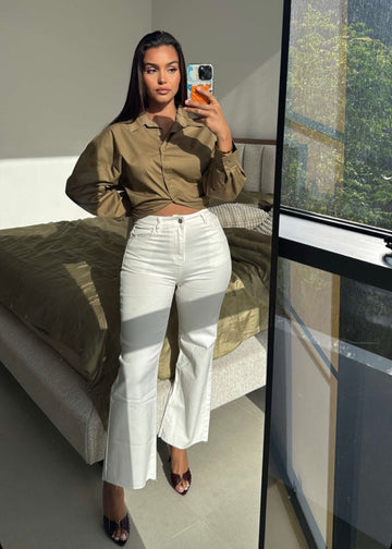 Jean droit coupé blanc