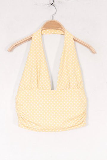 Top à col halter à pois jaune