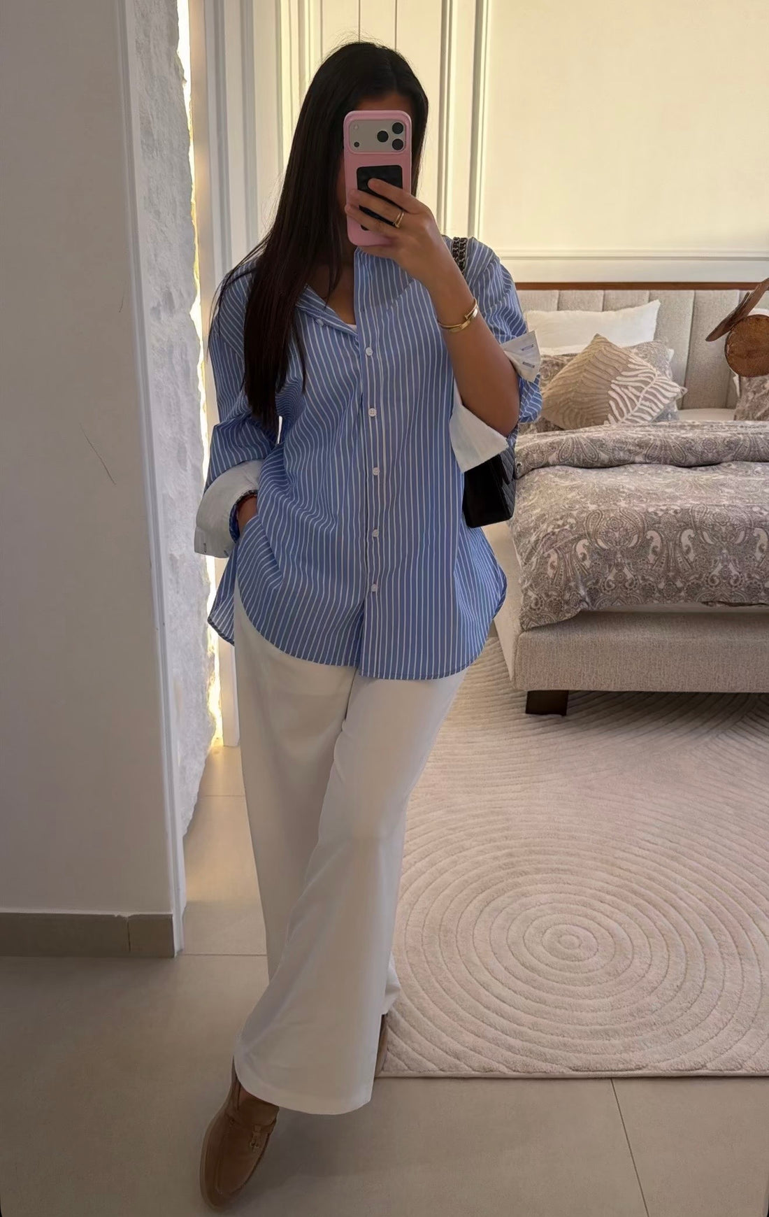 Chemise oversize à rayures bleu