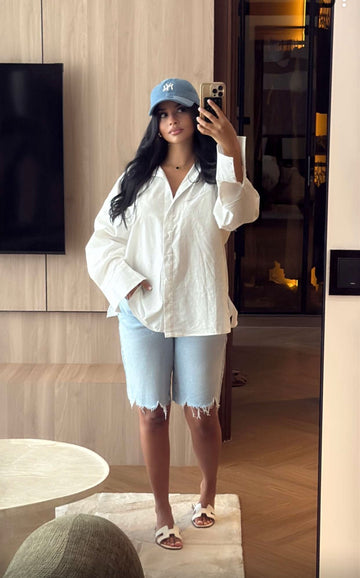 Chemise oversize en lin melangé blanche