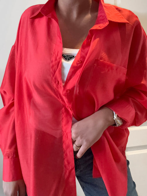 Chemise voile de coton rouge