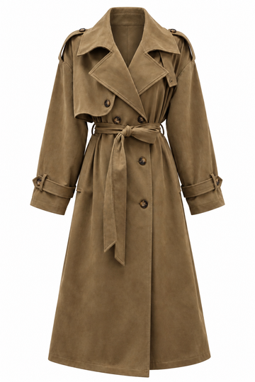 Trench oversize en suédine Camel