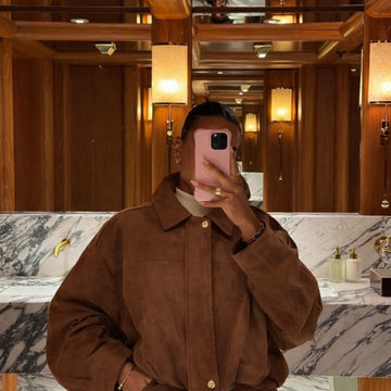 Bombers en suédine Cognac