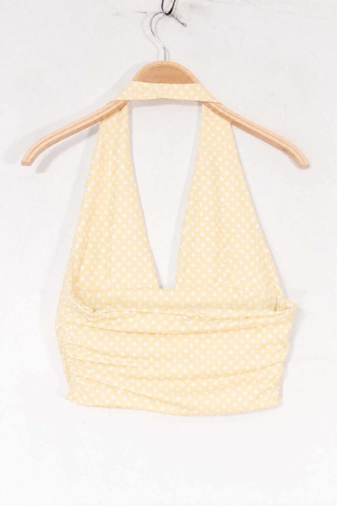 Top à col halter à pois jaune