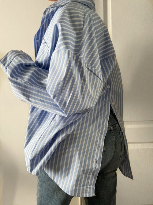 Chemise oversize rayée à boutons dans le dos