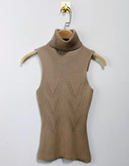 Top beige col roulé