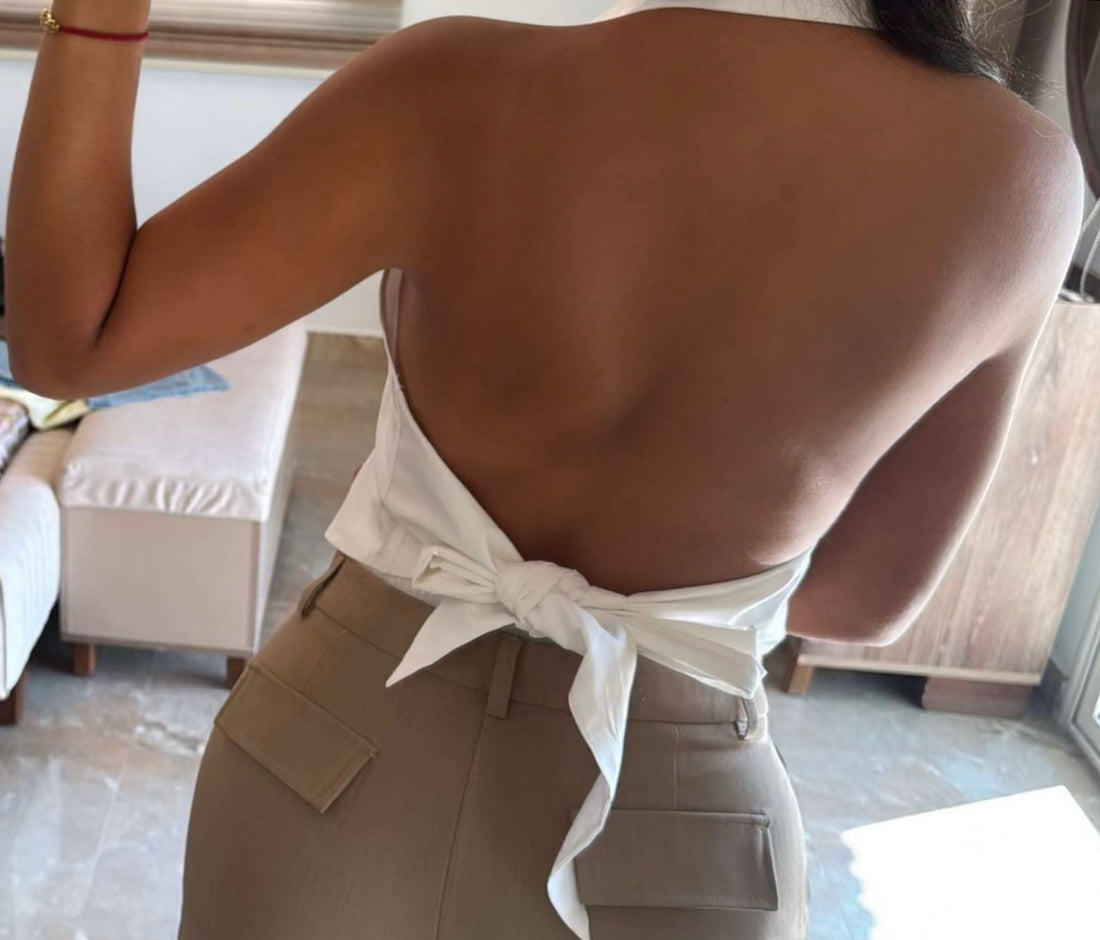 Chemise à nouer dos nu