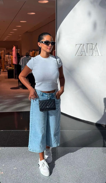 Bermuda « Culotte-jeans » bleu