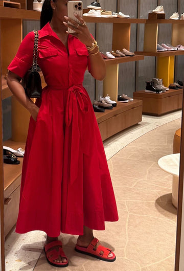Robe chemise rouge