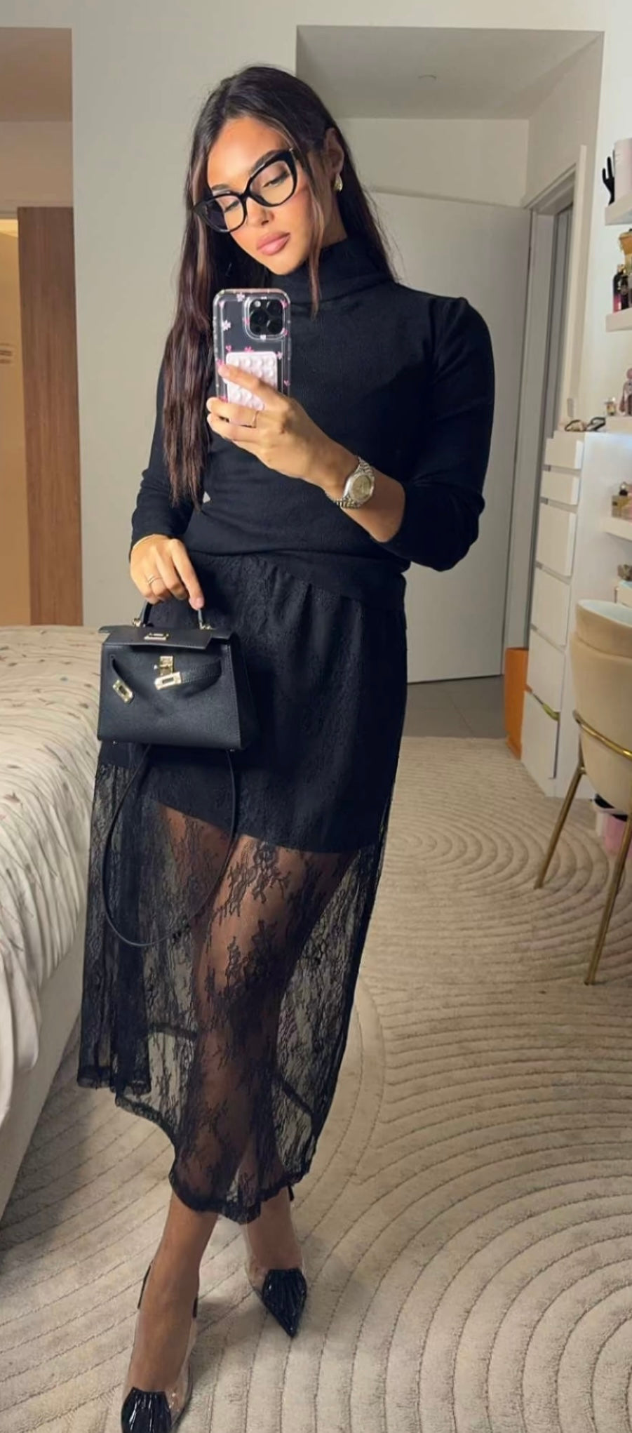 Jupe en dentelle noire