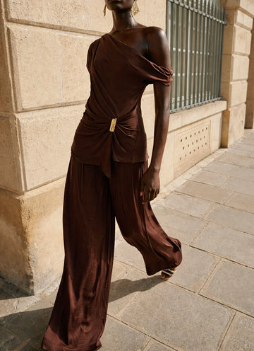 Ensemble Silk-Drape marron