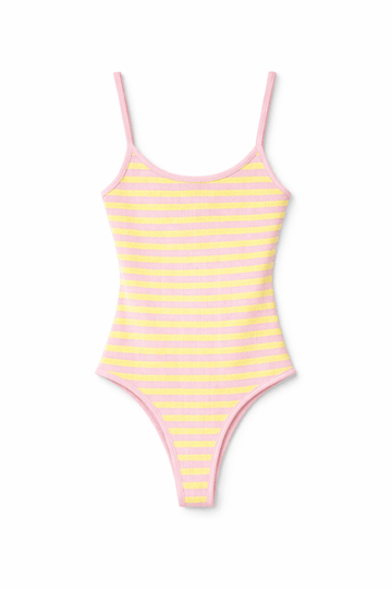 Body côtelé à rayures multicolores