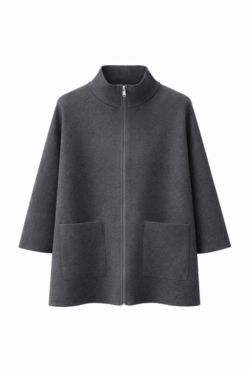 Pull en maille à zip gris foncé